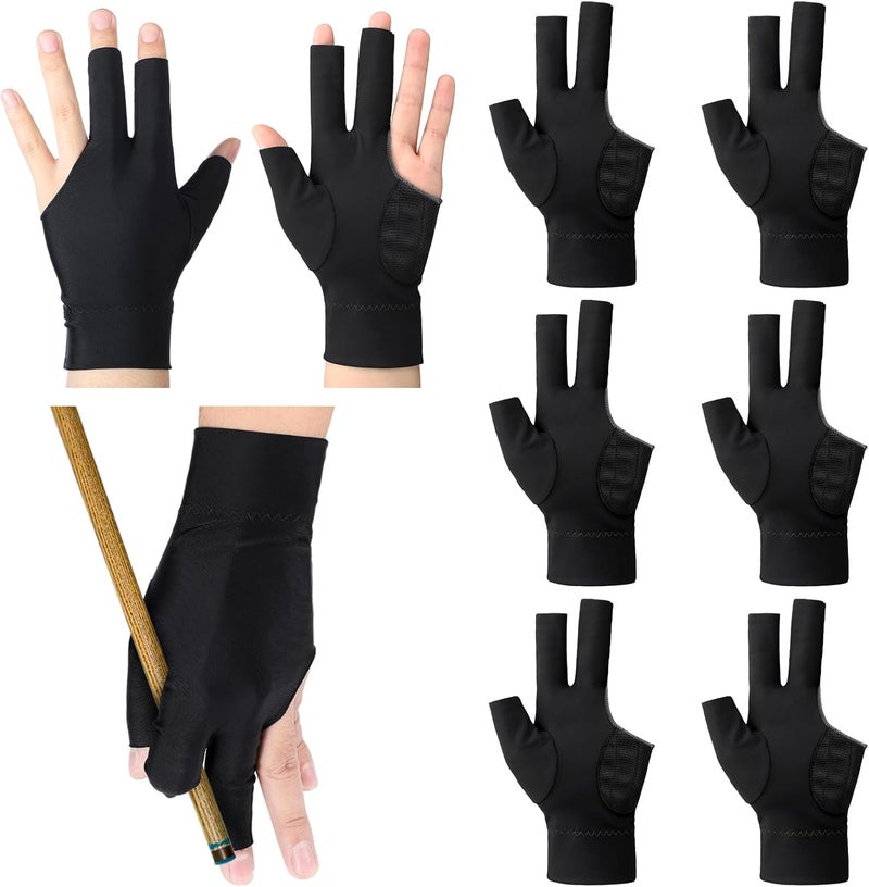 Civaner 8 Pcs 3 Fingers Pool Gloves Billiards Left Hand Cue Sport Show Gloves for Women Men Billiard Shooters Carom Sports Accessories - Image 1